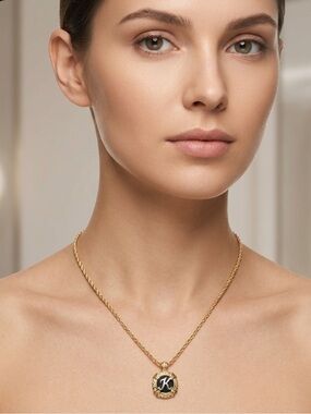 Nina Ricci logo heart pendant necklaces in two-tone gold rope chain Paris 👝